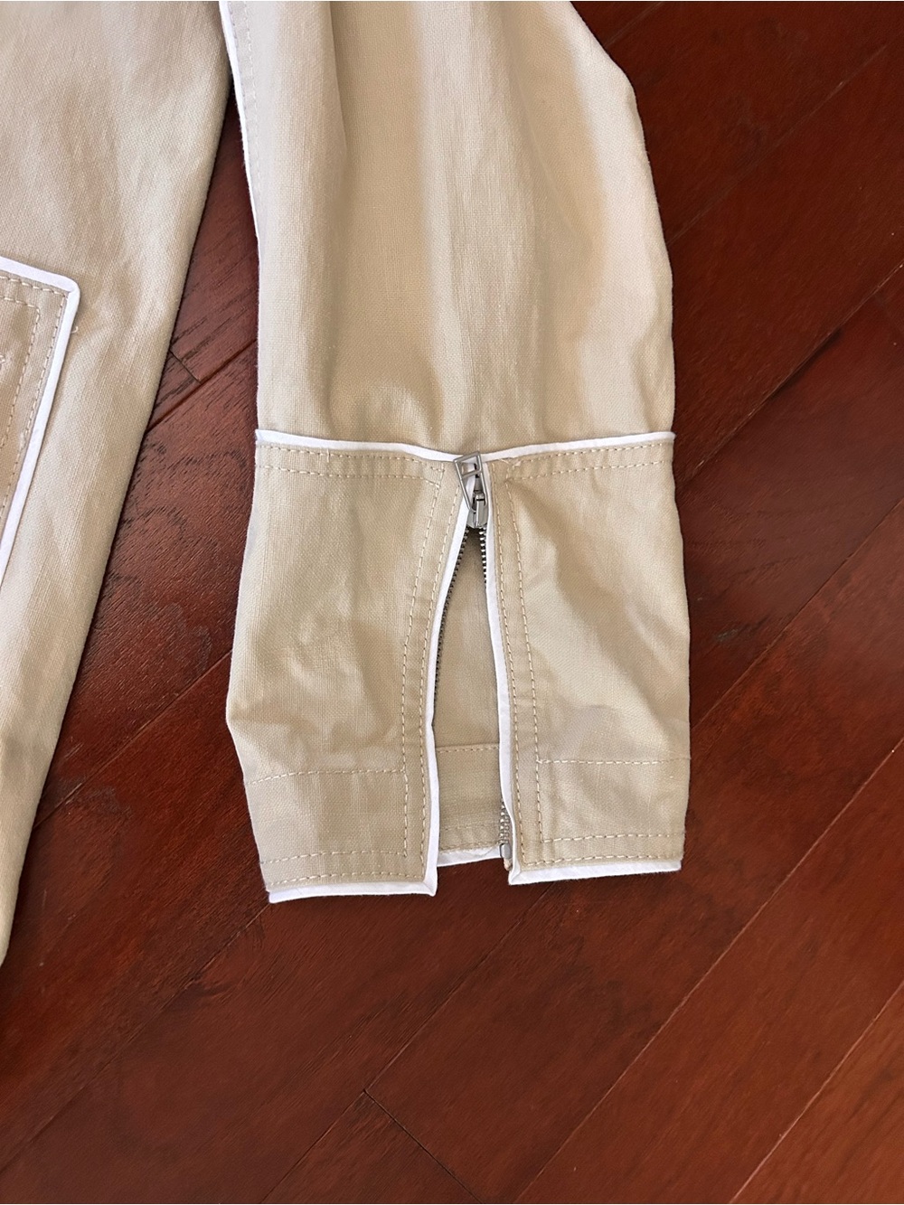 Zara Oversized Contrast Trench Coat Beige Piping Special Edition Sz XS Fits M/L - Picture 14 of 16